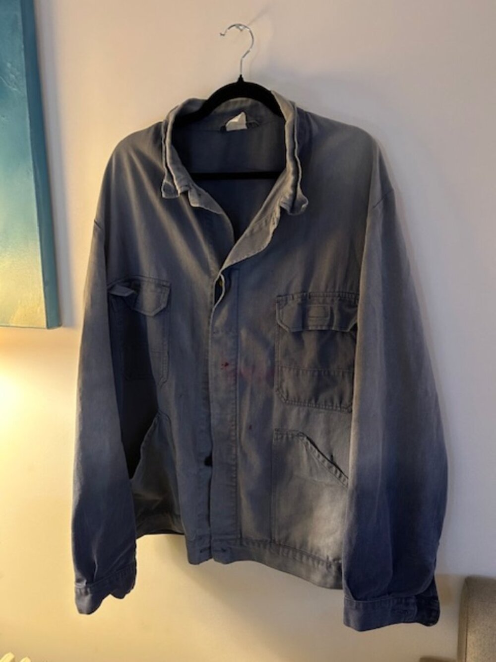 Vintage Pioneer Workwear Sun Faded Distressed Cotton Chore Jacket